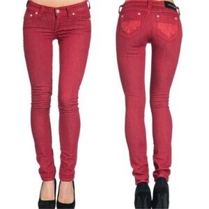 Affliction Raquel Marci Crimson Skinny Slim Ankle Jeans Size 24 Red NWT